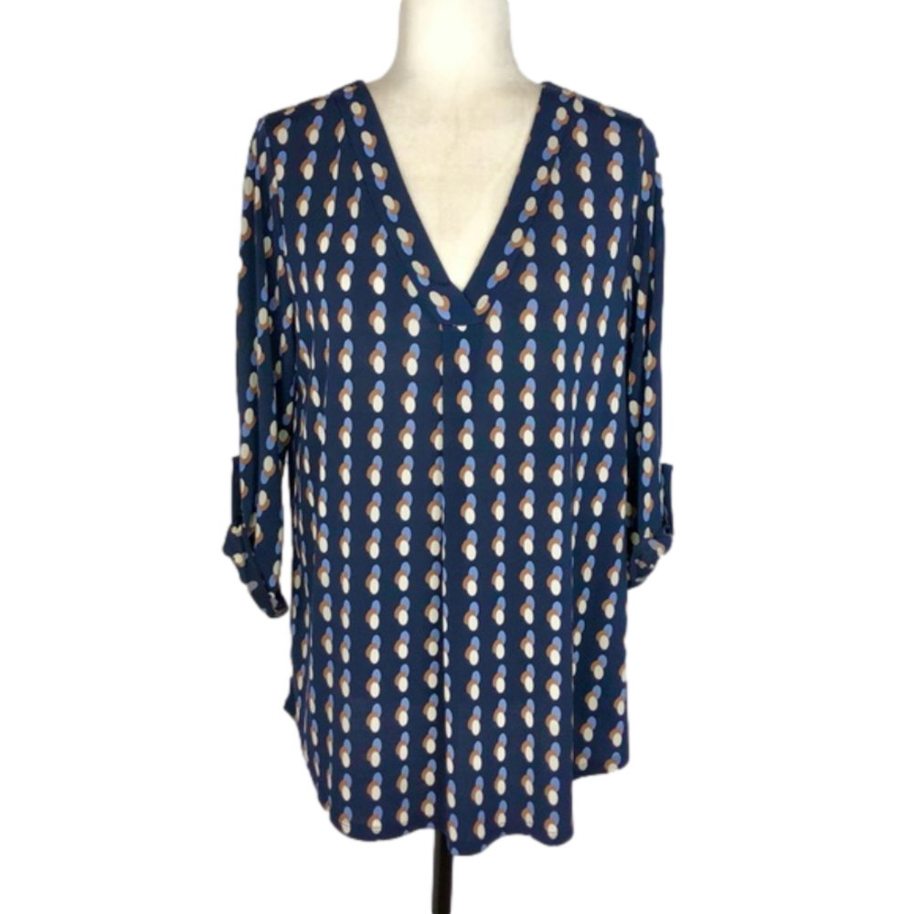 Deacon navy polka-dot top
